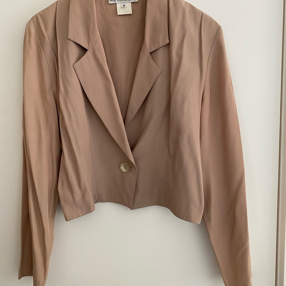 90s Vintage Dusty Rose Taupe Blouse- M - Picture 5 of 9